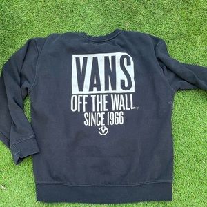 Vans Crewneck Sweatshirt Sz Large Black Big Logo Off The Wall